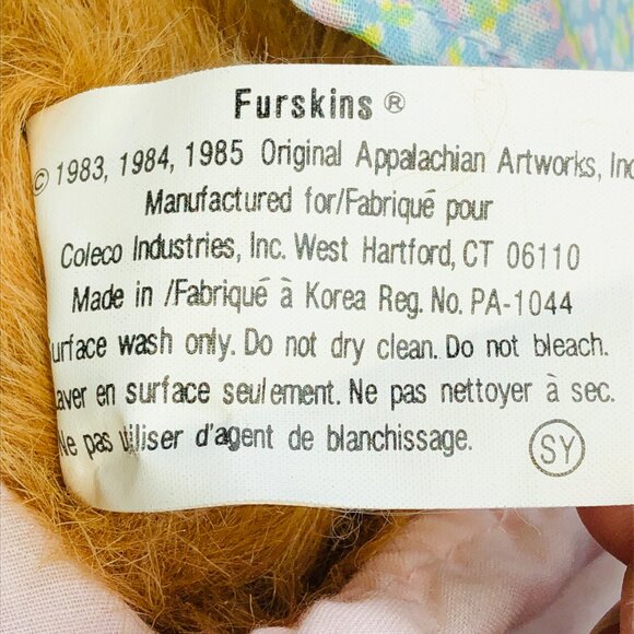 Vintage 1985 FURSKINS Xavier Roberts PERSIMMON Teddy Bear Plush: 15" - Coleco - Picture 6 of 16